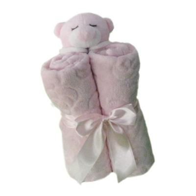 Cobertor com Cabeça Urso Rosa